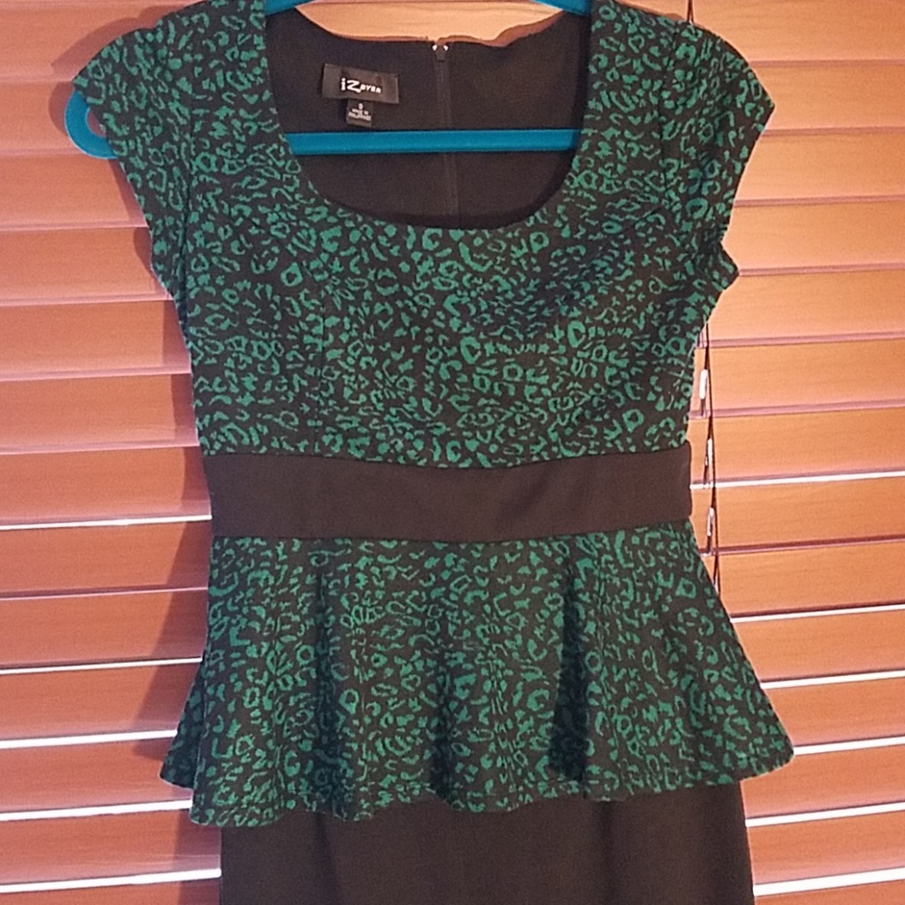 Black and Green Peplum Dress